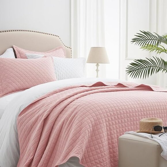 SunStyle Home Quilt Full|Queen Bedding | 3 Piece Set | Pink - Picture 1 of 4
